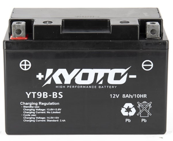 Batterie de d&eacute;marrage AGM KYOTO YT9B-BS Livr&eacute;e avec Pack Acide sans entretien 12V 8Ah