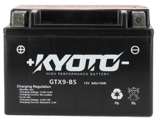 Batterie de d&eacute;marrage AGM KYOTO GTX9-BS Livr&eacute;e avec Pack Acide sans entretien 12V 8Ah