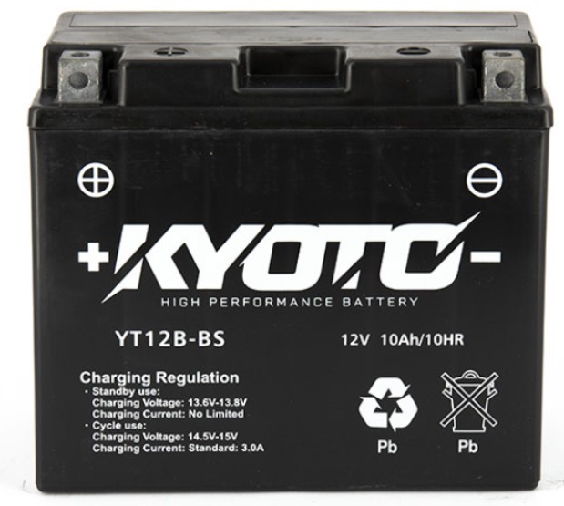 Batterie de d&eacute;marrage AGM KYOTO YT12B-BS Livr&eacute;e avec Pack Acide sans entretien 12V 10Ah