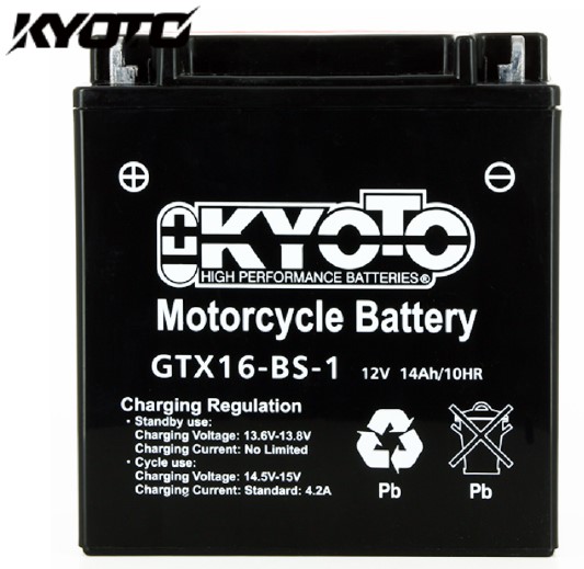 Batterie de d&eacute;marrage AGM KYOTO GTX16-BS Livr&eacute;e avec Pack Acide sans entretien 12V 14Ah