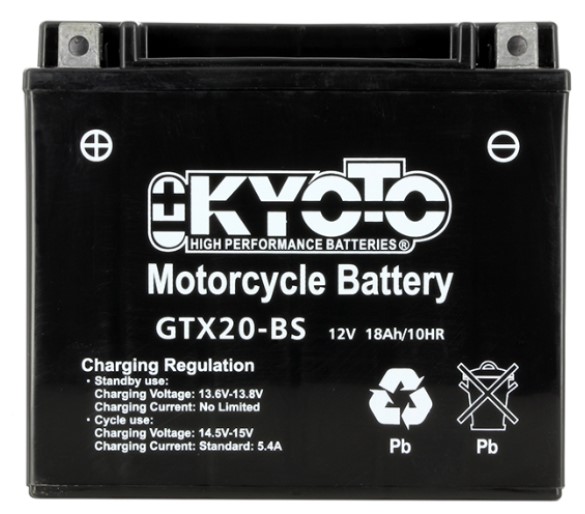 Batterie de d&eacute;marrage AGM KYOTO GTX 20-BS Livr&eacute;e avec Pack Acide sans entretien 12V 18Ah