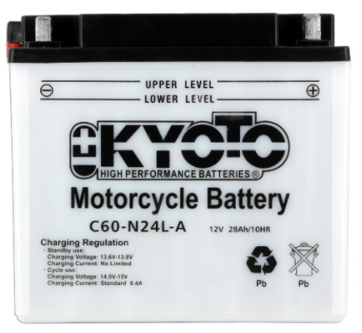 Batterie de d&eacute;marrage AGM KYOTO Y60-N24L-A Livr&eacute;e avec Pack Acide sans entretien 12V 28Ah