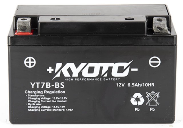 Batterie de d&eacute;marrage AGM KYOTO YT7-B-BS Livr&eacute;e avec Pack Acide sans entretien 12V 6.5Ah